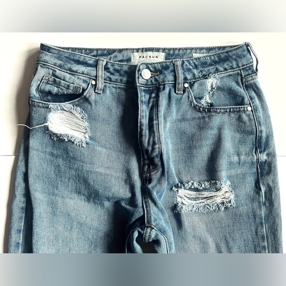 Pacsun Los Angeles Distressed Blue Mom Jeans Size 26 - Picture 4 of 13